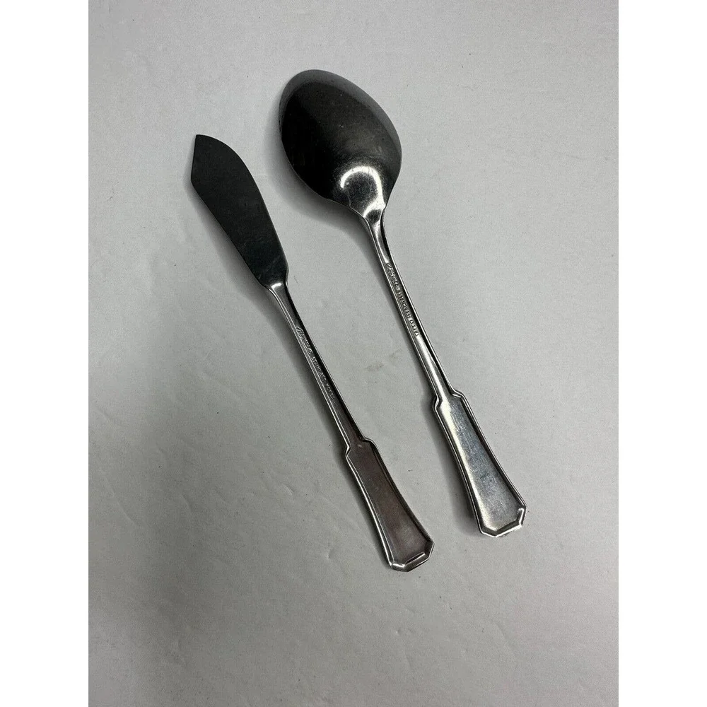 Rogers Landscape Floral Stainless Flatware Replacement Spoon Butter Knife‎ 2 Pc